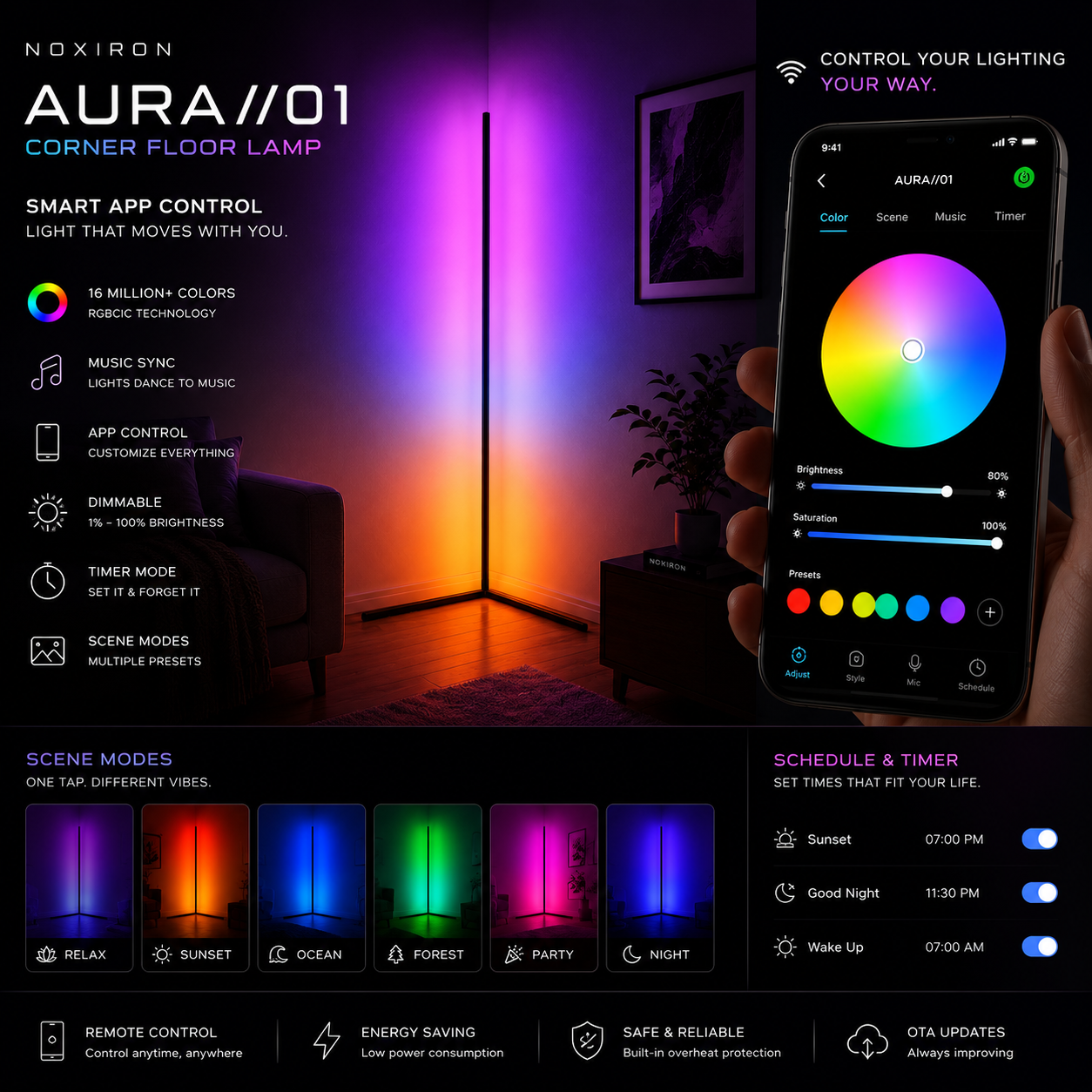 NOX AURA™ Smart Corner Lamp