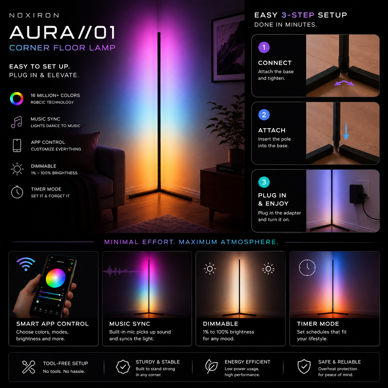 NOX AURA™ Smart Corner Lamp